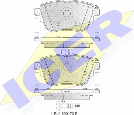 Icer 182290 - Комплект спирачно феродо, дискови спирачки vvparts.bg