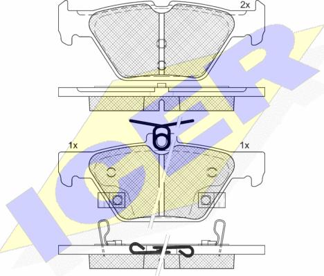 Icer 182242 - Комплект спирачно феродо, дискови спирачки vvparts.bg