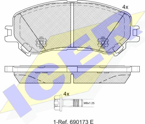 Icer 182259 - Комплект спирачно феродо, дискови спирачки vvparts.bg