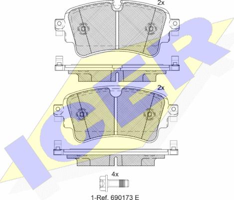 Icer 182256 - Комплект спирачно феродо, дискови спирачки vvparts.bg