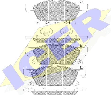 Icer 182250 - Комплект спирачно феродо, дискови спирачки vvparts.bg