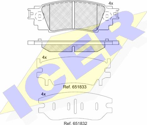 Icer 182262 - Комплект спирачно феродо, дискови спирачки vvparts.bg