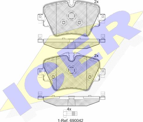 Icer 182216 - Комплект спирачно феродо, дискови спирачки vvparts.bg