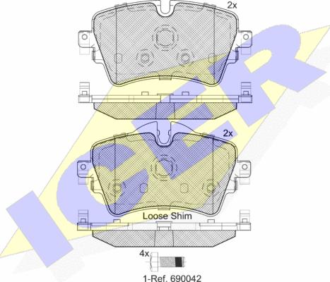 Icer 182211 - Комплект спирачно феродо, дискови спирачки vvparts.bg