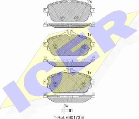 Icer 182212 - Комплект спирачно феродо, дискови спирачки vvparts.bg