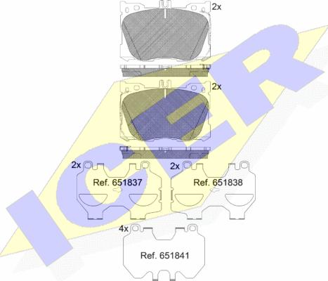 Icer 182282 - Комплект спирачно феродо, дискови спирачки vvparts.bg