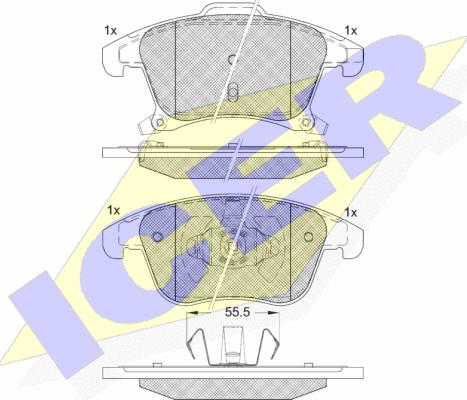 Icer 182231 - Комплект спирачно феродо, дискови спирачки vvparts.bg