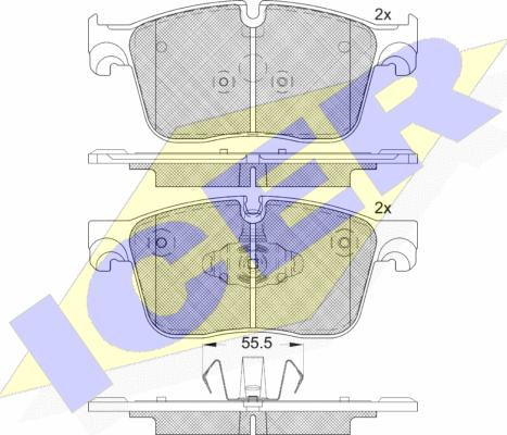 Icer 182238 - Комплект спирачно феродо, дискови спирачки vvparts.bg