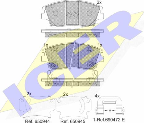 Icer 182277 - Комплект спирачно феродо, дискови спирачки vvparts.bg