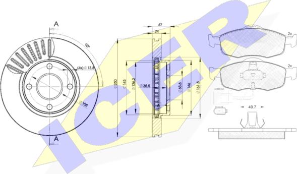 Icer 30917-6784 - Спирачен комплект, дискови спирачки vvparts.bg