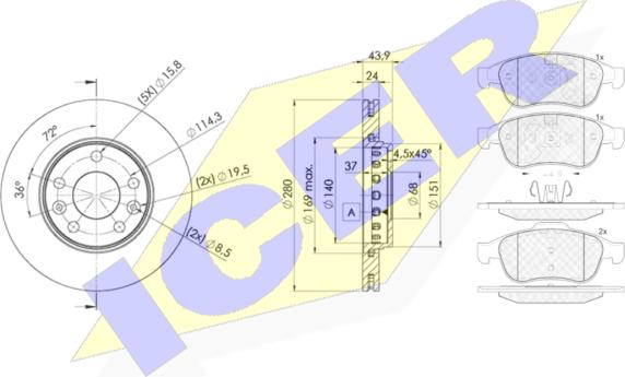 Icer 31915-4022 - Спирачен комплект, дискови спирачки vvparts.bg