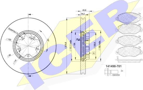 Icer 31498-5612 - Спирачен комплект, дискови спирачки vvparts.bg