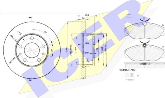 Icer 31053-4681 - Спирачен комплект, дискови спирачки vvparts.bg