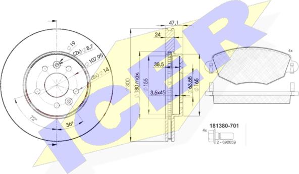 Icer 31380-6767 - Спирачен комплект, дискови спирачки vvparts.bg