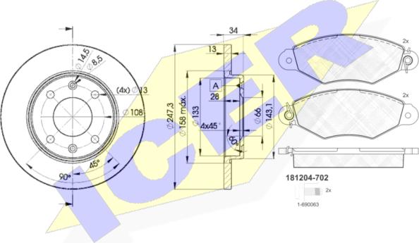 Icer 31204-4298 - Спирачен комплект, дискови спирачки vvparts.bg