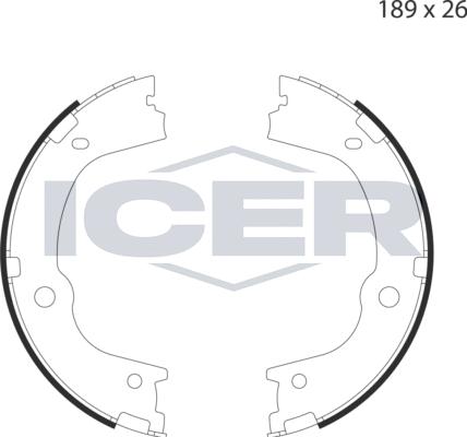 Icer 79PB4049 C - Комплект спирачна челюст, ръчна спирачка vvparts.bg