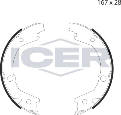 Icer 79PB4045 C - Комплект спирачна челюст, ръчна спирачка vvparts.bg