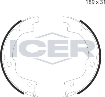 Icer 79PB4053 C - Комплект спирачна челюст, ръчна спирачка vvparts.bg