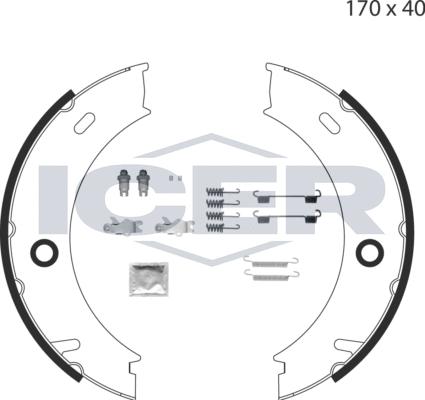 Icer 79PB4008 C - Комплект спирачна челюст, ръчна спирачка vvparts.bg