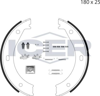 Icer 79PB4002 C - Комплект спирачна челюст, ръчна спирачка vvparts.bg