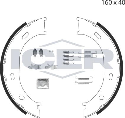 Icer 79PB4007 C - Комплект спирачна челюст, ръчна спирачка vvparts.bg