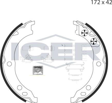 Icer 79PB4019 C - Комплект спирачна челюст, ръчна спирачка vvparts.bg