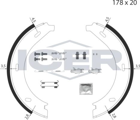 Icer 79PB4017 C - Комплект спирачна челюст, ръчна спирачка vvparts.bg