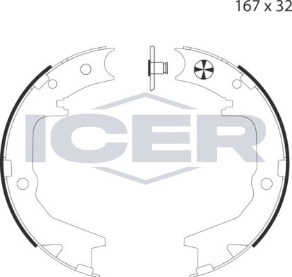 Icer 79PB4034 C - Комплект спирачна челюст, ръчна спирачка vvparts.bg