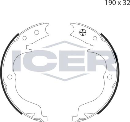 Icer 79PB4036 C - Комплект спирачна челюст, ръчна спирачка vvparts.bg