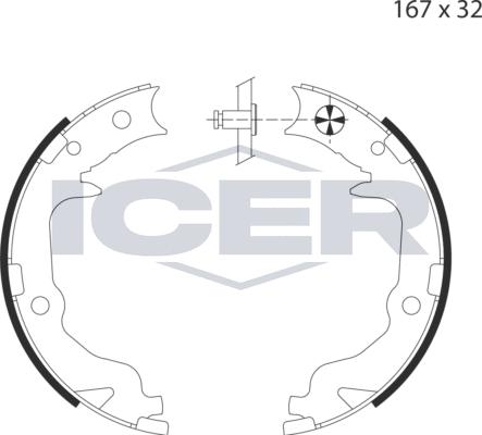 Icer 79PB4033 C - Комплект спирачна челюст, ръчна спирачка vvparts.bg