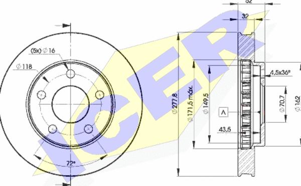 Icer 78BD9057-2 - Спирачен диск vvparts.bg