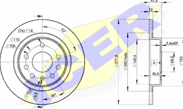 Icer 78BD9115-2 - Спирачен диск vvparts.bg