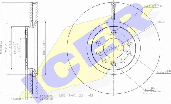 Icer 78BD9213-2 - Спирачен диск vvparts.bg