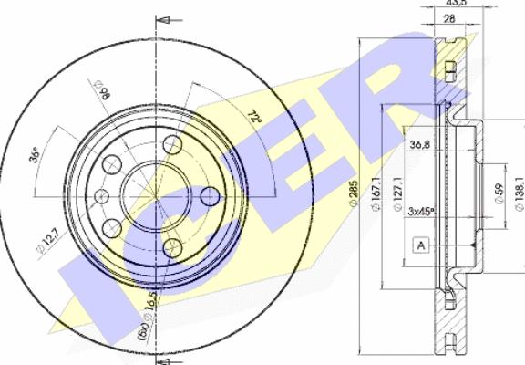 Icer 78BD4678-2 - Спирачен диск vvparts.bg