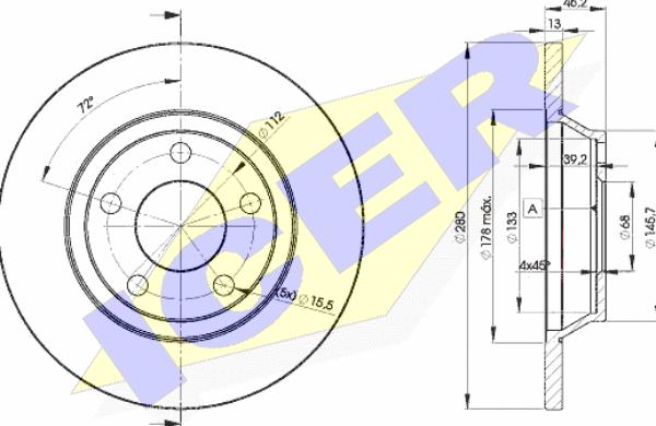 Icer 78BD4064-2 - Спирачен диск vvparts.bg