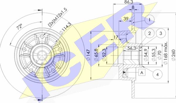 Icer 78BD4023-1 - Спирачен диск vvparts.bg