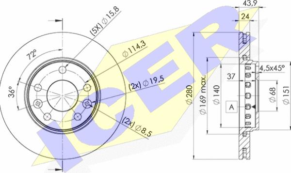 Icer 78BD4022-2 - Спирачен диск vvparts.bg