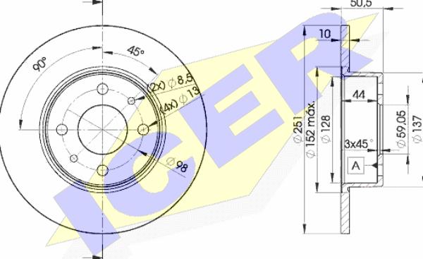 Icer 78BD4070-2 - Спирачен диск vvparts.bg