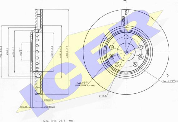 Icer 78BD4162-2 - Спирачен диск vvparts.bg