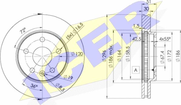 Icer 78BD4116-2 - Спирачен диск vvparts.bg