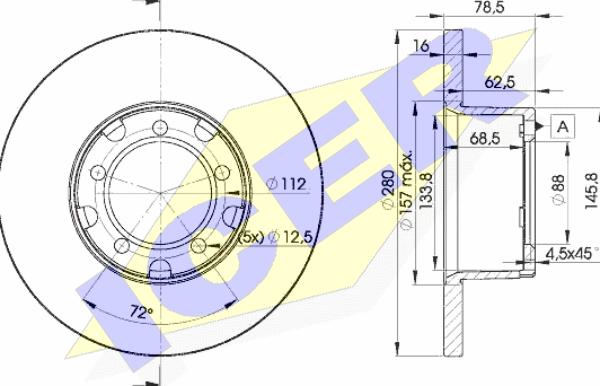 Icer 78BD4280-1 - Спирачен диск vvparts.bg