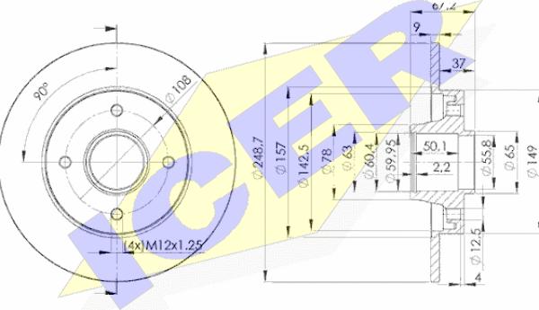 Icer 78BD4744-1 - Спирачен диск vvparts.bg