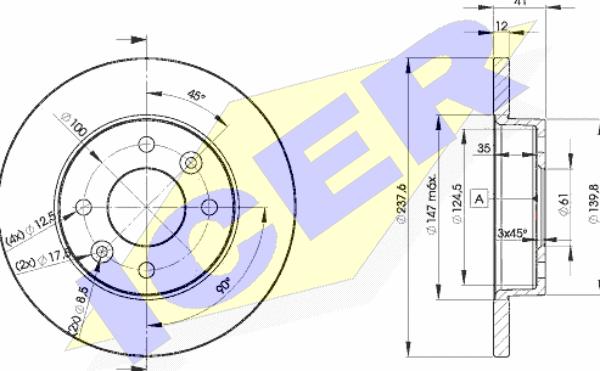 Icer 78BD4705-2 - Спирачен диск vvparts.bg