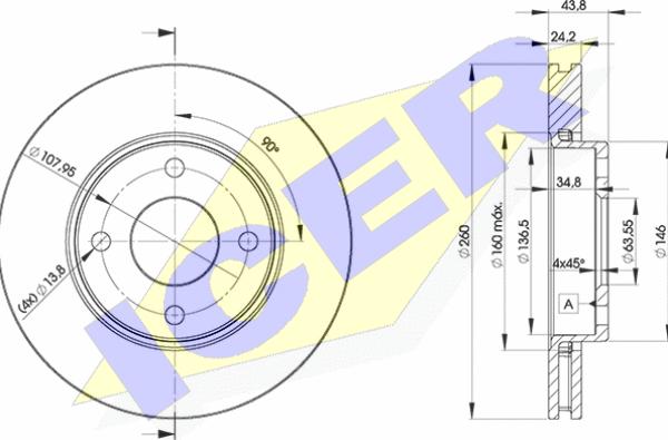 Icer 78BD5950-2 - Спирачен диск vvparts.bg