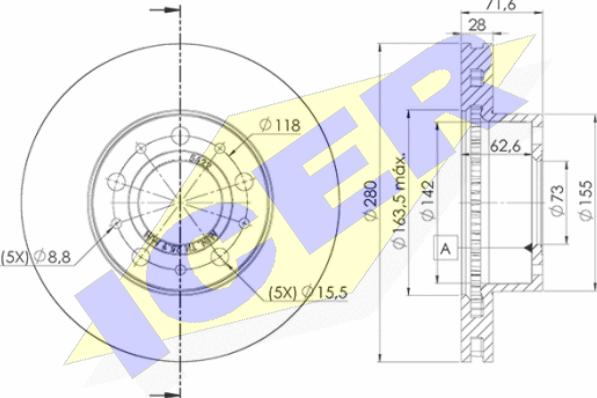 Icer 78BD5622-2 - Спирачен диск vvparts.bg