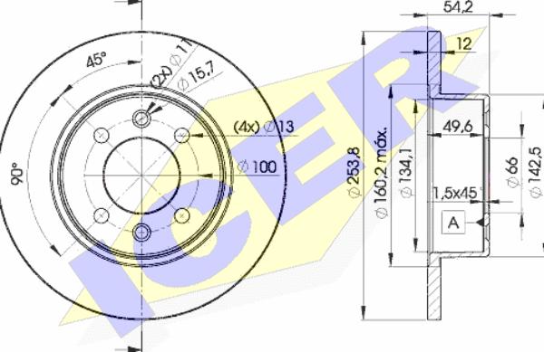 Icer 78BD5166-2 - Спирачен диск vvparts.bg