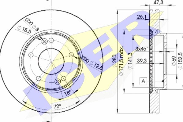 Icer 78BD5171-2 - Спирачен диск vvparts.bg