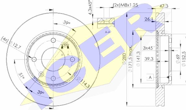 Icer 78BD5172-2 - Спирачен диск vvparts.bg