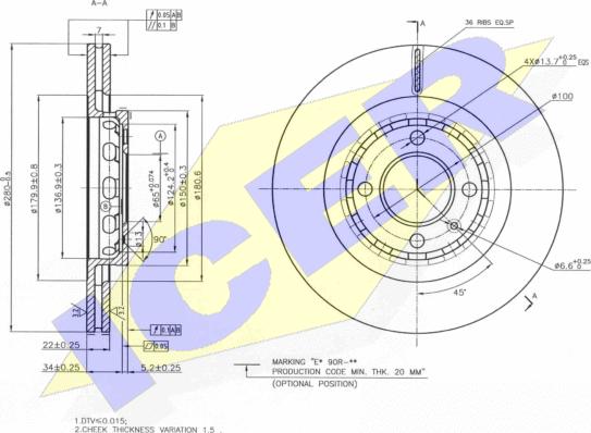 Icer 78BD5307-2 - Спирачен диск vvparts.bg