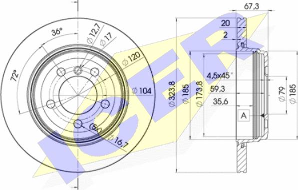 Icer 78BD6127-2 - Спирачен диск vvparts.bg